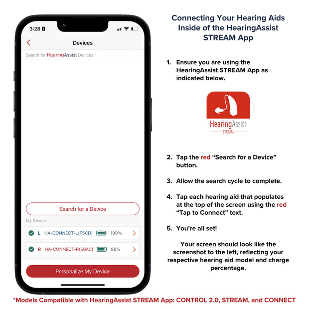 STREAM RIC Rechargeable OTC Hearing Aid Kit with Bluetooth Streaming & App Personalization (Walmart)